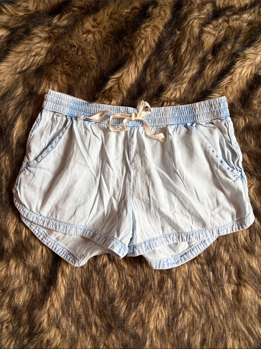 Billabong Light Blue Juniors Drawstring Shorts Size Large